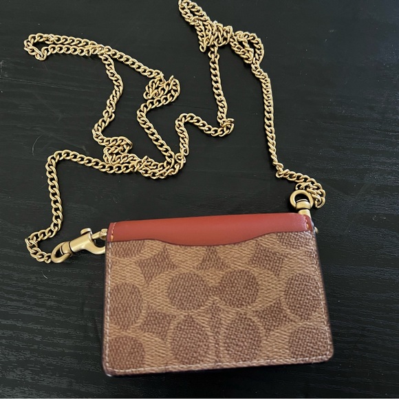 Coach Brown and Tan Mini Bag with Gold Chain - Picture 3 of 5